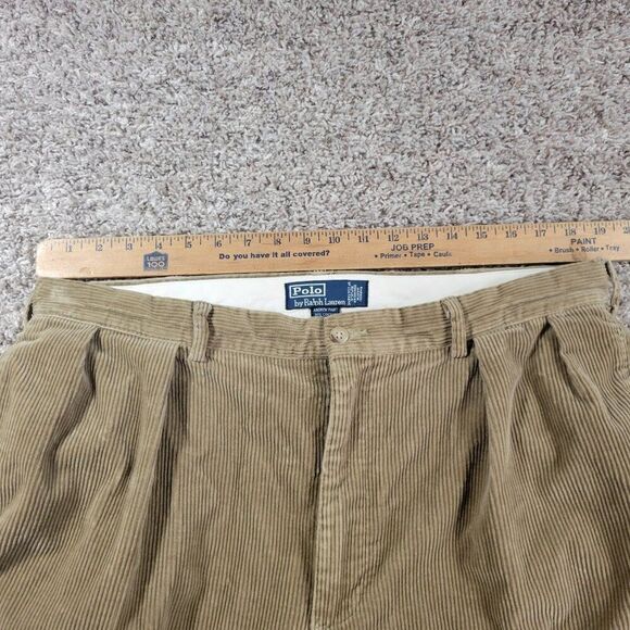 Polo Ralph Lauren Corduroy Pants Mens 38x32 Brown Andrew Pleated Retro Flaws* - Picture 4 of 10
